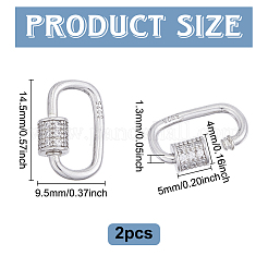 2Pcs 925 Sterling Silver Rhinestone Screw Clasps&nbsp;STER-NB0001-37