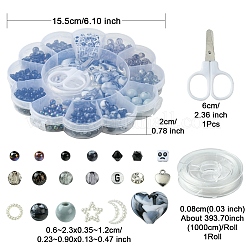 DIY Beaded Stretch Bracelet with Alloy Moon Charms Making Kits&nbsp;DIY-YW0008-87