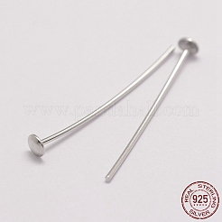 Anti-Tarnish Rhodium Plated 925 Sterling Silver Flat Head Pins&nbsp;STER-P024-07-B