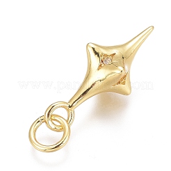 Brass Micro Pave Clear Cubic Zirconia Pendants&nbsp;ZIRC-O035-20G