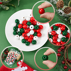 Christmas Theme 5 Strands Spray Painted Natural Wood Beads Strands&nbsp;WOOD-SP0001-02A