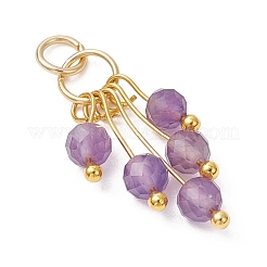 Natural Mixed Gemstome Faceted Round Beads Tassle Charms&nbsp;PALLOY-JF05107