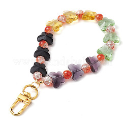 Butterfly & Round Glass Beads Strap Pendant Decoration&nbsp;HJEW-JM02030