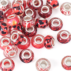 30Pcs Printed Transparent Resin European Beads&nbsp;RESI-TADJ0001-03G