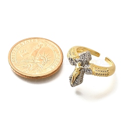 Brass Micro Pave Clear Cubic Zirconia Cuff Rings&nbsp;RJEW-U035-02GP-02