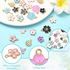 25Pcs 25 Styles Light Gold Plated Alloy Enamel Pendants&nbsp;ENAM-YW0004-33