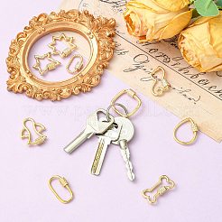 9Pcs 9 Styles Brass Micro Pave Clear Cubic Zirconia Screw Carabiner Lock Charms&nbsp;KK-CJ0004-25