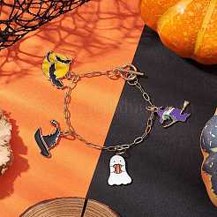 Witch & Ghost Alloy Enamel Charm Bracelets&nbsp;BJEW-JB10703