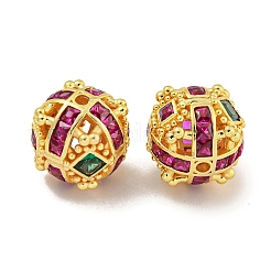 Rack Plating Brass Micro Pave Colorful Cubic Zirconia Beads&nbsp;KK-L215-307G