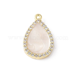 Brass Micro Pave Cubic Zirconia Pendants&nbsp;KK-K399-02G