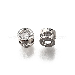 Flat Round Brass Micro Pave Clear Cubic Zirconia Slede Charms&nbsp;KK-C106-11P