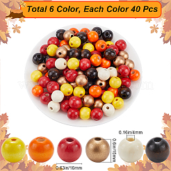 240Pcs 6 Styles Natural Wood Beads Strands&nbsp;WOOD-SP0001-03A