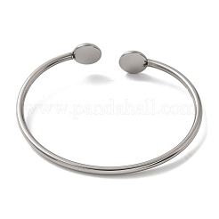 304 Stainless Steel Cuff Blank Bangle Bases with Round Tray&nbsp;STAS-Z088-03C-P