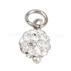 Round Handmade Polymer Clay Rhinestone Charms&nbsp;PALLOY-JF04456