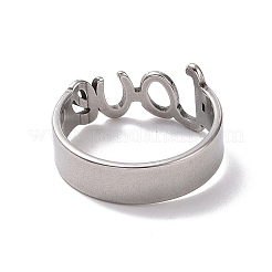 Non-Tarnish 201 Stainless Steel Word Love Finger Ring&nbsp;RJEW-J051-44P