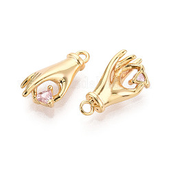 Brass Micro Pave Clear Cubic Zirconia Pendants&nbsp;KK-T078-06G-01