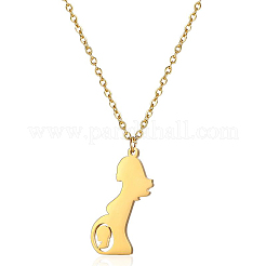 Mother's Day 304 Stainless Steel Mother Child Silhouette Ppregnant Pendant Necklaces for Women&nbsp;AS6922-1