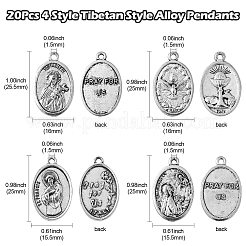 20Pcs 4 Style Tibetan Style Alloy Pendants&nbsp;TIBEP-CJ0001-20