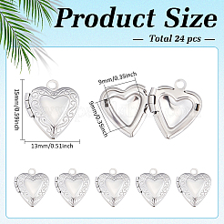 24Pcs 316 Stainless Steel Locket Pendants&nbsp;STAS-ME0003-39