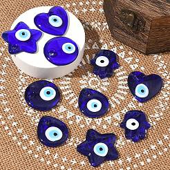 10Pcs 5 Styles Handmade Lampwork Evil Eye Pendants&nbsp;LAMP-YW0004-12