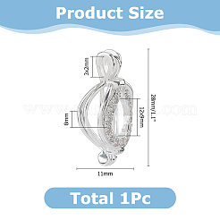 925 Sterling Silver Micro Pave Clear Cubic Zirconia Empty Bead Cage Pendants&nbsp;STER-WH0005-64