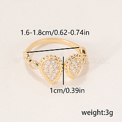 Brass Micro Pave Cubic Zirconia Cuff Open Rings for Women&nbsp;BQ0682-3