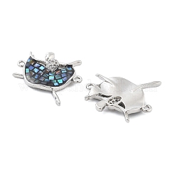 Rack Plating Brass Micro Pave Clear Cubic Zirconia Dancer Links Connector Charms&nbsp;KK-K380-14P-01