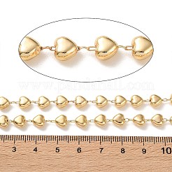 Brass Heart Link Chains&nbsp;KK-P351-01G