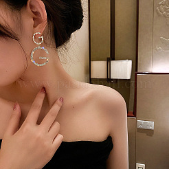 Alloy with Crystal Rhinestone Stud Dangle Earrings&nbsp;FS-WGCB81C-02