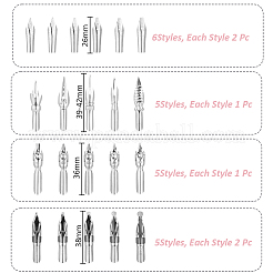 32Pcs Stainless Steel Iraurita Replaceable Dip Pen Nibs&nbsp;DIY-AR0005-31