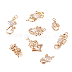 16Pcs 8 Style Brass Micro Pave Cubic Zirconia Pendants&nbsp;KK-CF0001-02