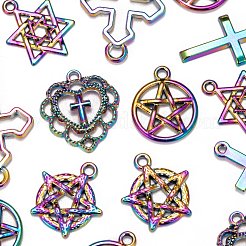 24Pcs 6 Style Rainbow Color Alloy Pendants&nbsp;FIND-LS0001-15MC