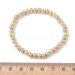 Brass Round Beaded Stretch Bracelets for Men Women&nbsp;BJEW-B148-05C-M