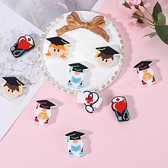 12Pcs 6 Styles Graduation Theme Silicone Focal Beads&nbsp;SIL-SZ0001-74