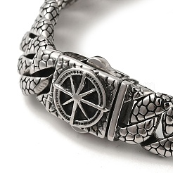 304 Stainless Steel Compass Cuban Link Chain Bracelets for Women Men&nbsp;BJEW-Q341-05A-AS
