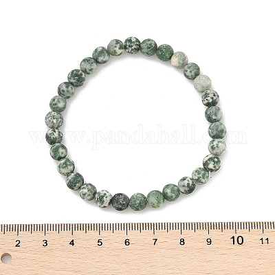Natural Green Spot Jasper Bead Stretch Bracelets&nbsp;BJEW-K212-A-017-1