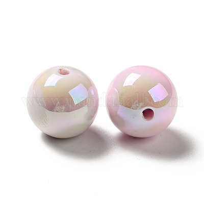 UV Plating Opaque Rainbow Iridescent Acrylic Beads&nbsp;MACR-D063-01B-03-1