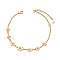 Brass Link Bracelets, with Cable Chains, Daisy, Real 18K Gold Plated, 6-1/2 inch(165mm)