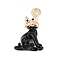 Alloy Enamel Pendants, Golden, Cat Charm, Black, 19.5x12.5x7mm, Hole: 1.8mm