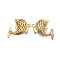 Brass Dolphin Pendants, with Glass Rhinestone Inside, Hollow, Matte Gold Color, 25x19x7mm, Hole: 2mm