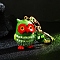 Resin Keychain, with Rhinestone, Owl, Lime Green, 100mm
