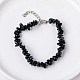 Natural Dyed & Heated Black Agate Chips Beaded Bracelet&nbsp;TJ9442-4-1