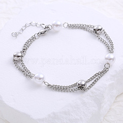 Freshwater Pearl Double Layer Adjustable 18k Gold Bracelet Elegant Jewelry Gift