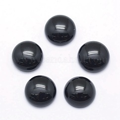 Natural Dyed & Heated Black Agate Cabochons, Half Round, 12x5~6mm