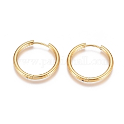 Ion Plating(IP) 304 Stainless Steel Huggie Hoop Earrings, Creoles Hoop Earrings with 316 Surgical Stainless Steel Pin, Ring, Golden, 25x2.5mm, 10 Gauge, Pin: 0.9mm