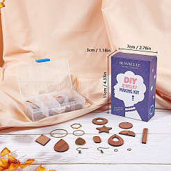 DIY Walnut Wood & CCB Plastic Pendants Dangle Earring Making Kits&nbsp;DIY-SC0012-43AB
