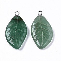 Carved Natural Green Aventurine Pendants&nbsp;G-S364-076