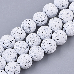 Spray Painted Natural Lava Rock Beads Strands&nbsp;G-N0324-C-M