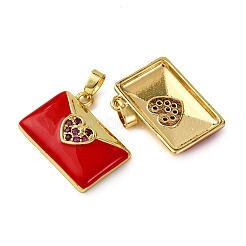 Brass Micro Pave Cubic Zirconia Pendants&nbsp;KK-F911-07G