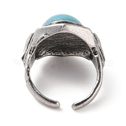 Oval Synthetic Turquoise Cuff Rings&nbsp;RJEW-B107-13AS-01